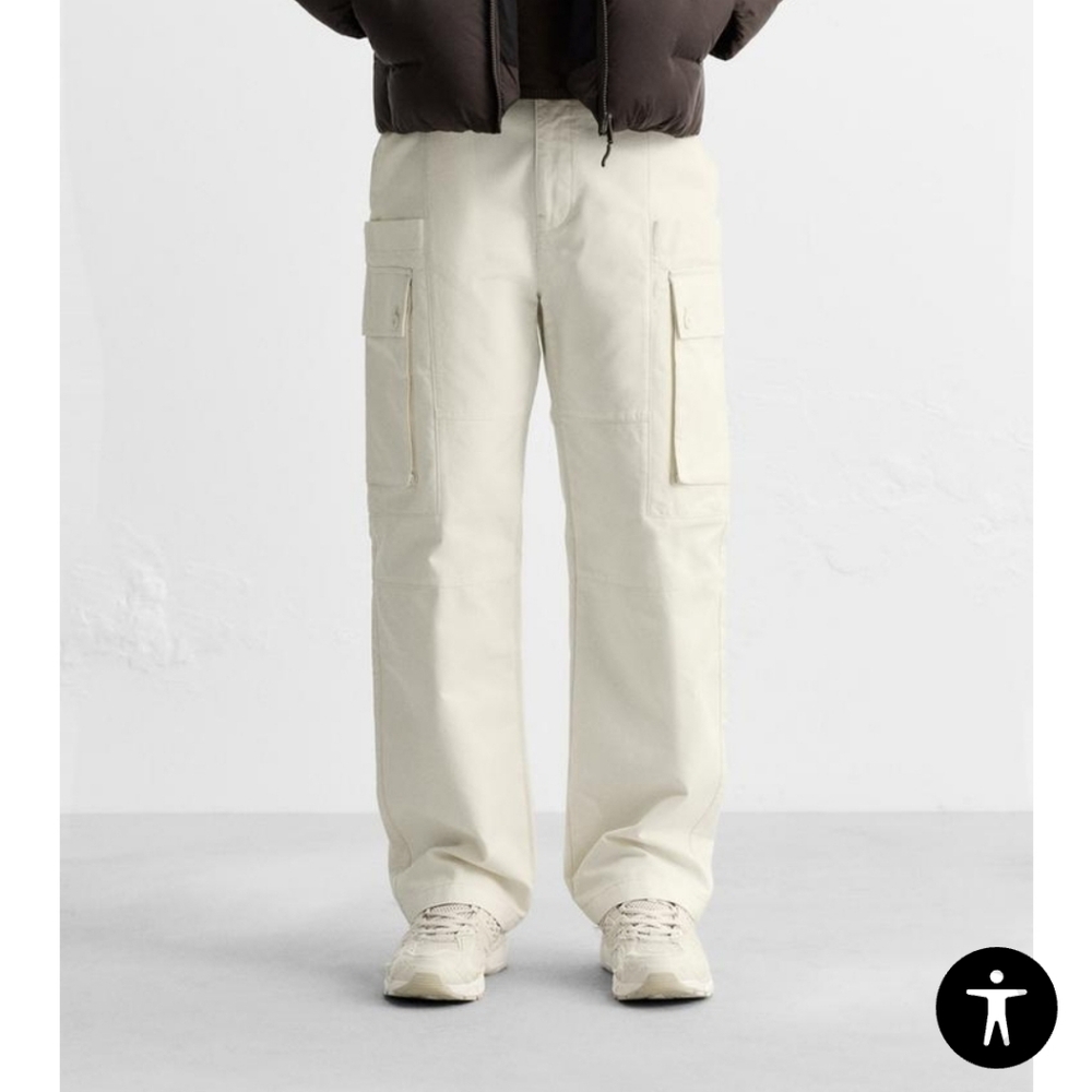 Zara Men's Cream Cargo Pants